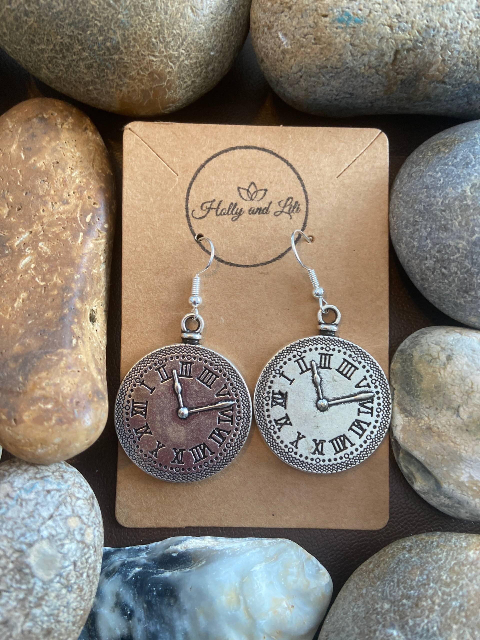 Uhr Ohrringe, Uhren Personalisierte Hoops, Zeit Ohrring Haken, Geschenk Für Freundin von HollyandLili