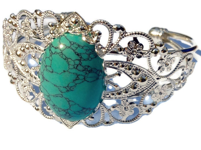 Silber Armreif - Türkis Armband Und Manschetten Bangal Silber Armreif - Türkis Armband Und Manschetten Bangal von HollysBridalDesigns