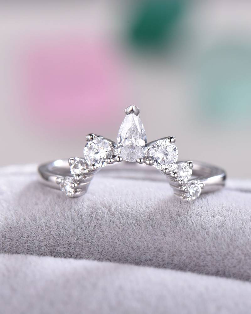 Cz Diamant Ehering 925 Sterling Silber 14K Weißgold Einzigartige Stapelring Verlobung Braut Matching Frauen Versprechen Jahrestag Geschenk von Hollyseen