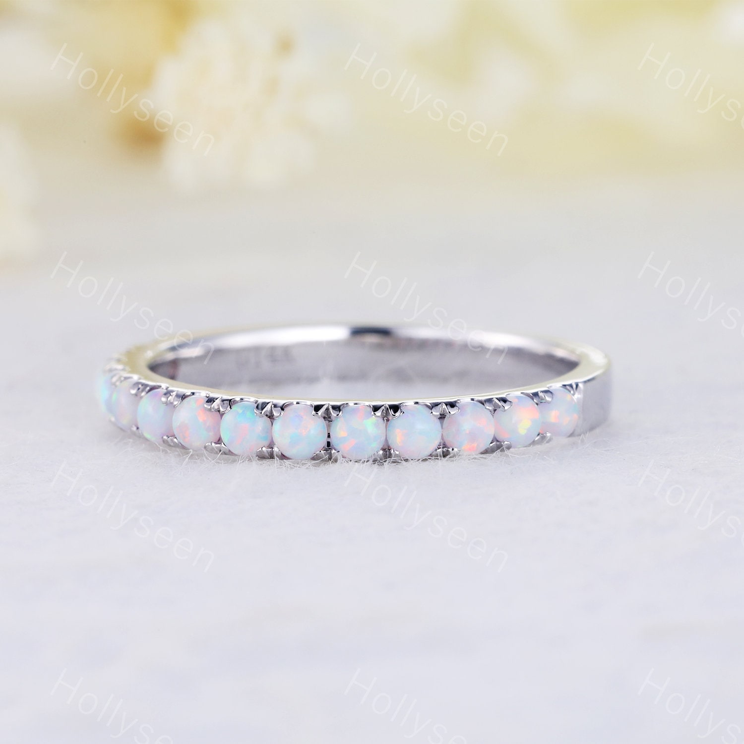 Feueropal Ehering Rosegold Opal Stapelring Eternity Ring Verlobungsring Zierlicher Für Frauen von Hollyseen