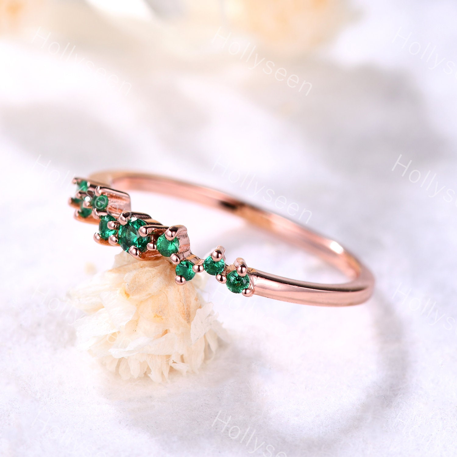 Rose Gold Smaragd Verlobungsring Lab Grüner Stein Mai Geburtsstein Frauen Brautring Statement Ring Jahrestag Geschenk von Hollyseen