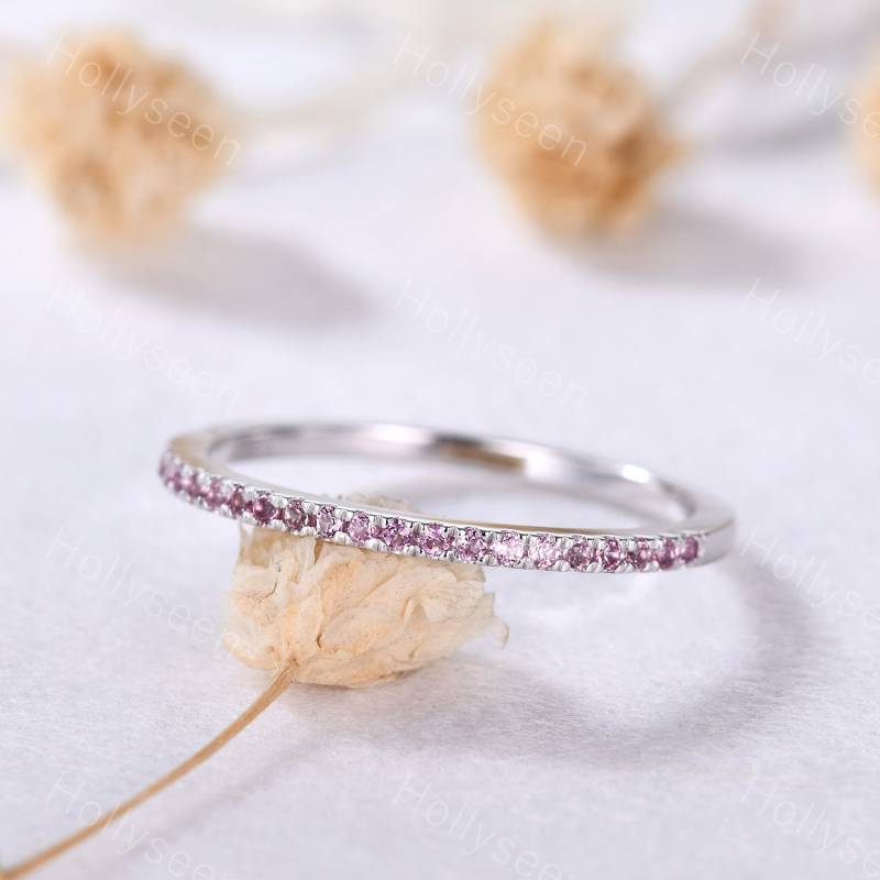 Wikinger Ring Pink Turmalin Ehering Silber Weißgold Verlobungsring Zierlicher Geschenk von Hollyseen