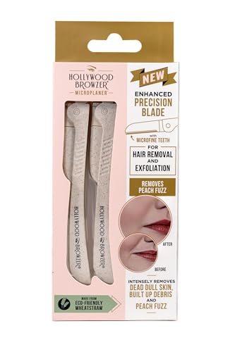 Hollywood Browzer Mikrofeiner Gesichtshaarentferner, Dermaplaning Rasierer für Damen, Nachhaltiges Material, Sichere Präzisionsklinge, Ideal für Gesicht, Augenbrauen & Körper, Perlweiß (2er-Pack) von Hollywood Browzer