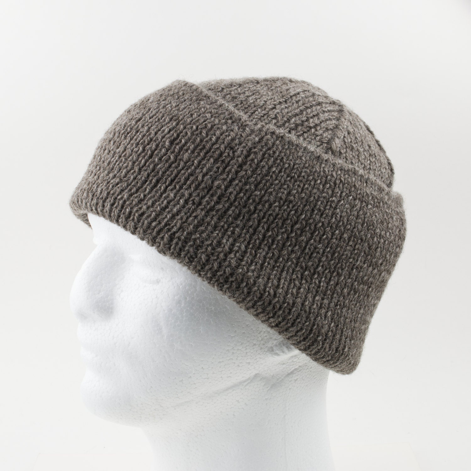 Sehr Warme Hand Stricken Traditionelle Stein Farbe Watch Cap; Slouchy Beanie; Couture Stil Voller Bündchen Stricken; 100 % Wolle; Für Mann Oder von HollywoodGuy