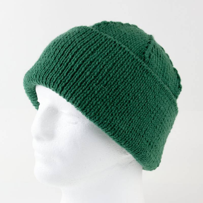 Sehr Warme Hand Strickmütze Traditionelle Grüne Uhr; Slouchy Beanie; Couture Stil Volle Rippe Stricken; 100 % Wolle; Für Mann Oder Unisex von HollywoodGuy