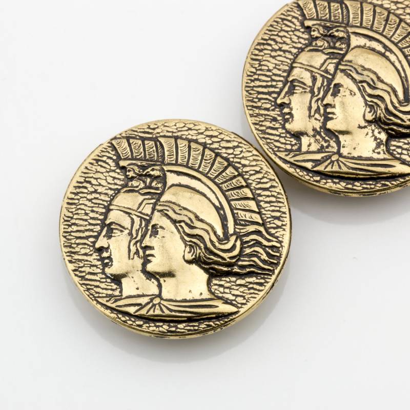 Vintage Messing Manschette Tasten Roman Krieger Motiv/Taste Abdeckung 30mm 13001006 von HollywoodGuy