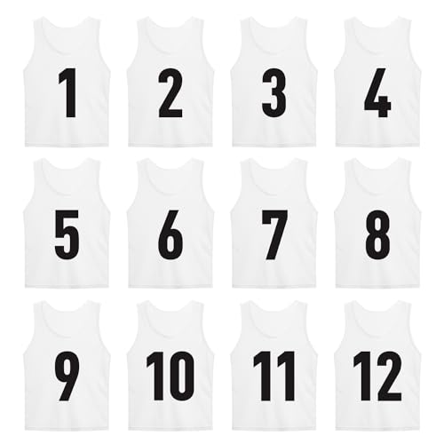 Holnkme Nummerierte Fußball-Pinnies Scrimmage Weste Fußball-Lätzchen Sport Pennies Team Training Übung Weste für Erwachsene Jugendliche (12 Stück), Weiss/opulenter Garten, Medium von Holnkme