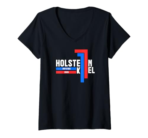 Damen Holstein Stolle Fußball Kicken Fan Kiel Stadion T-Shirt mit V-Ausschnitt Damen Holstein Stolle Fußball Kicken Fan Kiel Stadion T-Shirt mit V-Ausschnitt von Holstein Fussball Kicken Störche Fan Outfit Kiel