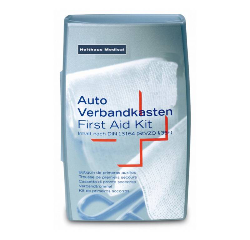Holthaus Medical KFZ-Verbandtasche Silber Verbandkasten, Inhalt nach DIN 13 164 - B01HY2X1L6, Packung von Holthaus Medical