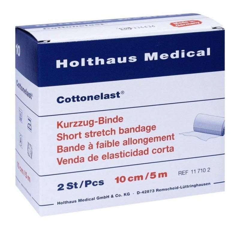 Holthaus Medical Wundpflaster Cottonelast® Kurzzug-Binde, 10 cm x 5 m, Packung à 2 Binden von Holthaus Medical
