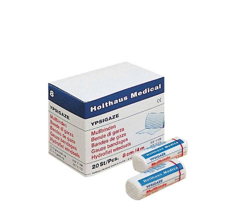 Holthaus Medical Wundpflaster YPSIGAZE Mullbinde CV/CO, 10 cm x 4 m, Zellglas + Schachtel von Holthaus Medical