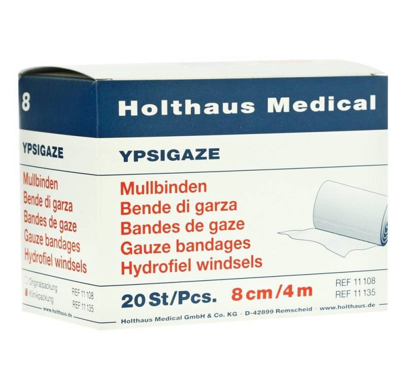 Holthaus Medical Wundpflaster YPSIGAZE Mullbinde CV/CO, 8 cm x 4 m, Klinikpackung à 20, Packung von Holthaus Medical
