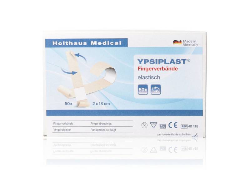 Holthaus Medical Wundpflaster YPSIPLAST Fingerverband elastisch 2x18cm 50Stk (50 St., saugfähige Wundauflage), hohe Klebekraft mit langem Klebeteil von Holthaus Medical