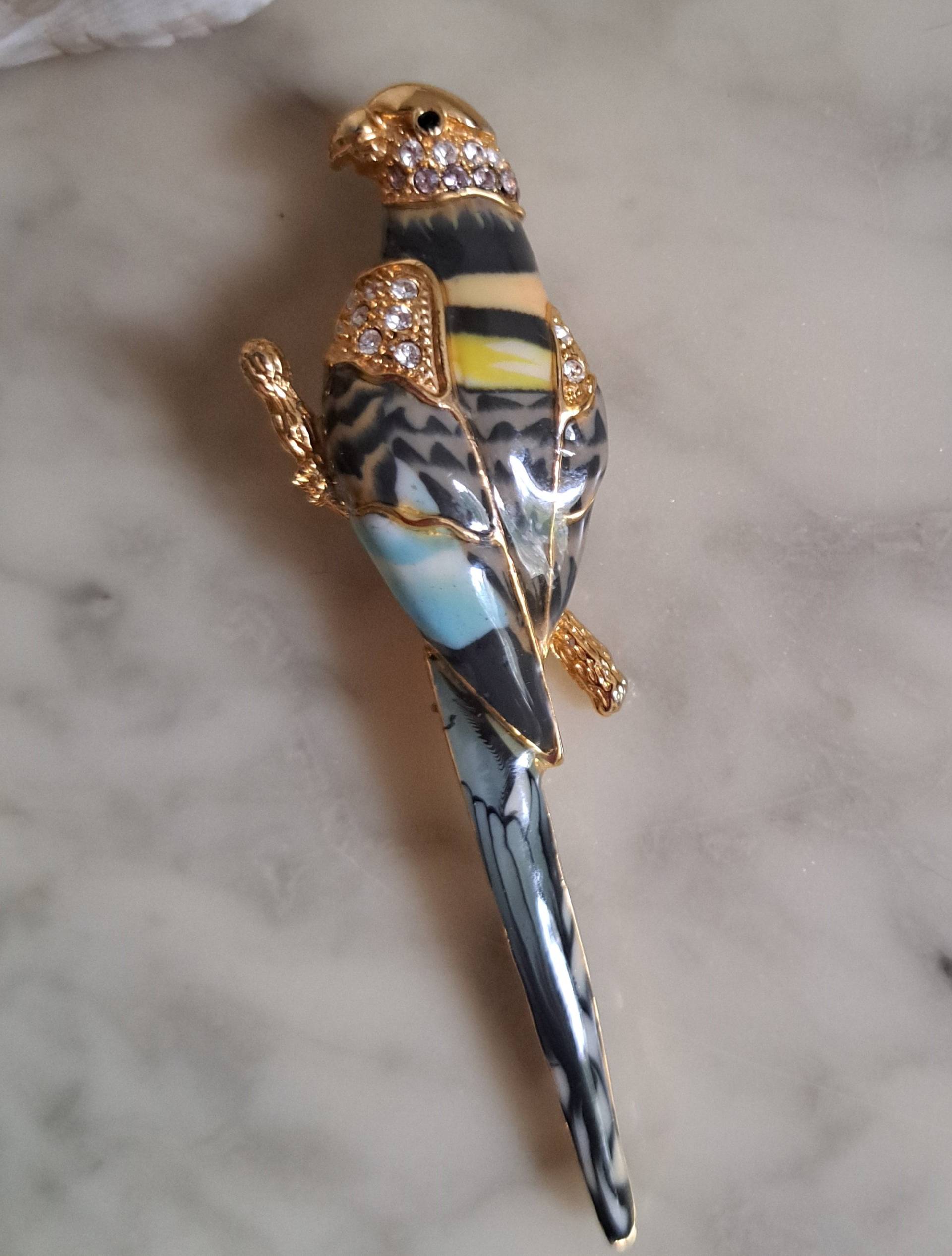 Vintage Emaillierte Anstecknadel Papagei von Holunderhof