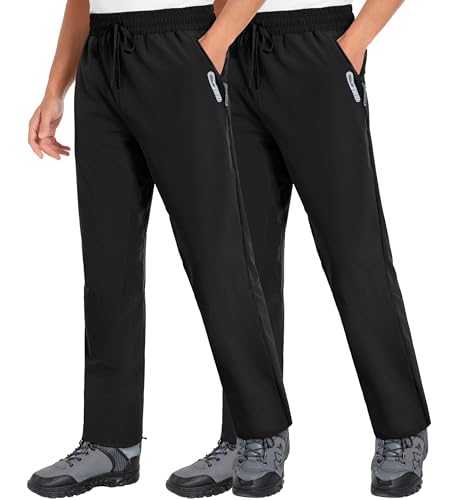 2er-Pack Herren Wanderhosen Leichte wasserdichte Jogginghose Innennaht 32'' Outdoor Trekkinghose mit Reißverschlusstaschen Schwarz/Schwarz 2P-16-2XL 2er-Pack Herren Wanderhosen Leichte wasserdichte Jogginghose Innennaht 32'' Outdoor Trekkinghose mit Reißverschlusstaschen Schwarz/Schwarz 2P-16-2XL von Holure