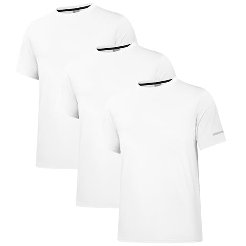 3er-Set Herren-Sonnenbekleidung UPF 50+ Sonnenbekleidung Herren-Kurzarm-T-Shirt Leichtes schnell trocknendes SPF UV-Schwimm-T-Shirt Weiß 3P01-XL von Holure