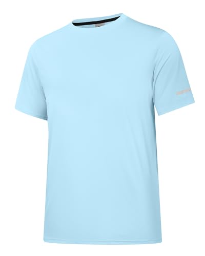 Herren Rash Guard UPF 50+ Sonnenschutzkleidung Kurzarm-T-Shirts für Männer Leichte, schnell trocknende SPF UV Swim Surfing Tees Blau 04-2XL von Holure