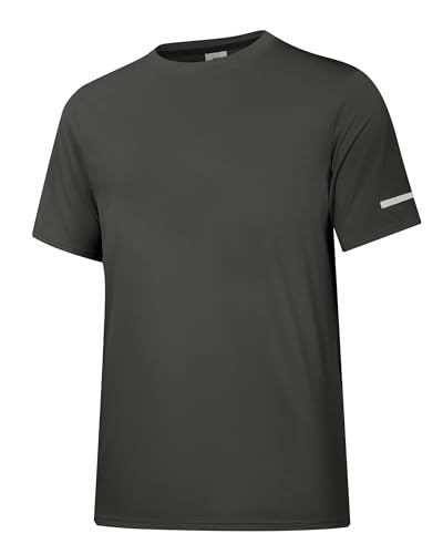 Herren Rash Guard UPF 50+ Sonnenschutzkleidung Kurzarm-T-Shirts für Männer Leichte, schnell trocknende SPF UV Swim Surfing Tees Dunkelgrau 13-XL von Holure