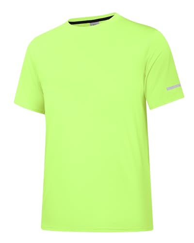 Herren Rash Guard UPF 50+ Sonnenschutzkleidung Kurzarm-T-Shirts für Männer Leichte, schnell trocknende SPF UV Swim Surfing Tees Fluoreszierendes Gelb 06-S von Holure