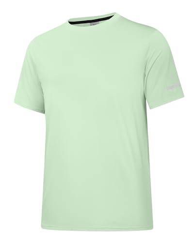 Herren Rash Guard UPF 50+ Sonnenschutzkleidung Kurzarm-T-Shirts für Männer Leichte, schnell trocknende SPF UV Swim Surfing Tees Fluoreszierendes Lichtgrün 14-3XL von Holure