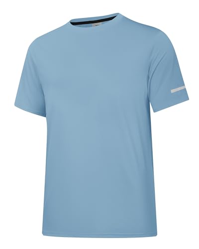 Herren Rash Guard UPF 50+ Sonnenschutzkleidung Kurzarm-T-Shirts für Männer Leichte, schnell trocknende SPF UV Swim Surfing Tees Graublau 08-3XL von Holure