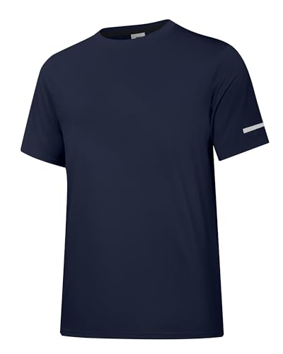 Herren Rash Guard UPF 50+ Sonnenschutzkleidung Kurzarm-T-Shirts für Männer Leichte, schnell trocknende SPF UV Swim Surfing Tees Marine 10-M von Holure