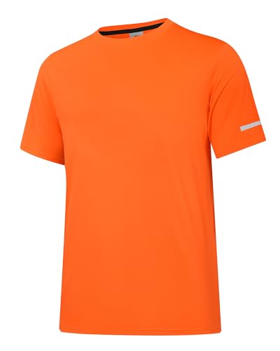 Herren Rash Guard UPF 50+ Sonnenschutzkleidung Kurzarm-T-Shirts für Männer Leichte, schnell trocknende SPF UV Swim Surfing Tees Orange 09-M von Holure