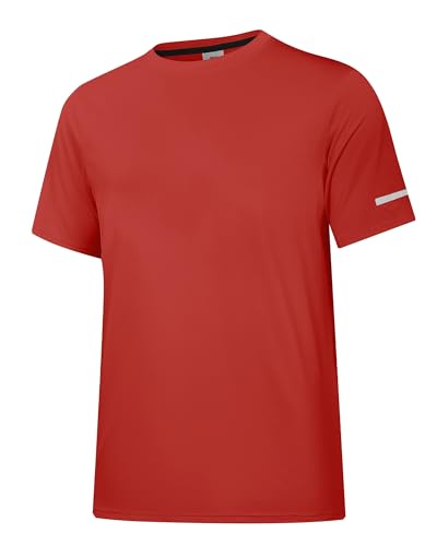 Herren Rash Guard UPF 50+ Sonnenschutzkleidung Kurzarm-T-Shirts für Männer Leichte, schnell trocknende SPF UV Swim Surfing Tees Rot 12-3XL von Holure