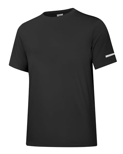 Herren Rash Guard UPF 50+ Sonnenschutzkleidung Kurzarm-T-Shirts für Männer Leichte, schnell trocknende SPF UV Swim Surfing Tees Schwarz 01-L von Holure