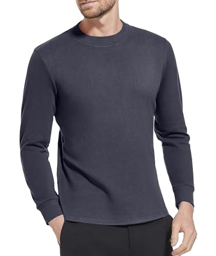 Herren Thermo Langarmshirt Leichte Thermounterwäsche Rundhalsausschnitt Tops Winter Freizeit Warme Unterwäsche Top Grau-2XL von Holure