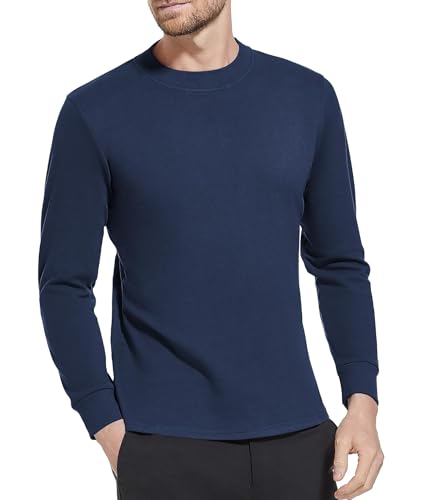 Herren Thermo Langarmshirt Leichte Thermounterwäsche Rundhalsausschnitt Tops Winter Freizeit Warme Unterwäsche Top Marine-M von Holure