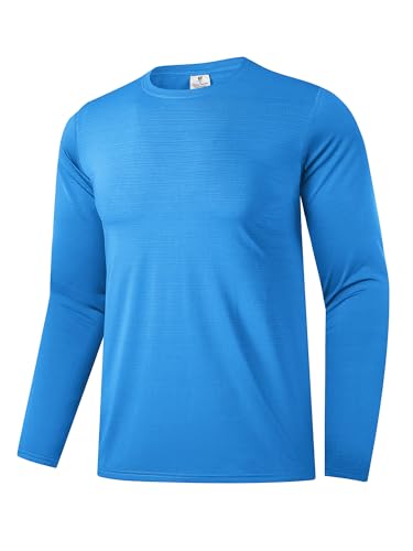 Herren UPF 30+ Sonnenschutz-Shirts Performance Langarm-T-Shirt Feuchtigkeitstransportierendes Shirt für Running Workout Dunkelblau-09 2XL von Holure
