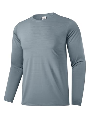 Herren UPF 30+ Sonnenschutz-Shirts Performance Langarm-T-Shirt Feuchtigkeitstransportierendes Shirt für Running Workout Grau-03 3XL von Holure