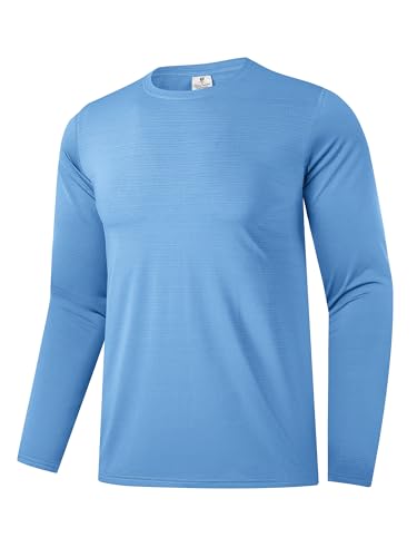 Herren UPF 30+ Sonnenschutz-Shirts Performance Langarm-T-Shirt Feuchtigkeitstransportierendes Shirt für Running Workout Himmelblau-07 S von Holure
