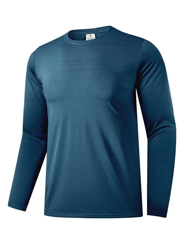 Herren UPF 30+ Sonnenschutz-Shirts Performance Langarm-T-Shirt Feuchtigkeitstransportierendes Shirt für Running Workout Navy-04 M von Holure
