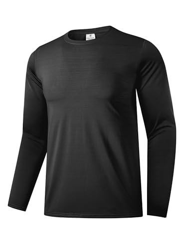 Herren UPF 30+ Sonnenschutz-Shirts Performance Langarm-T-Shirt Feuchtigkeitstransportierendes Shirt für Running Workout Schwarz-01 XL von Holure
