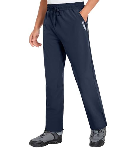 Herren Wanderhose Leichtgewichtige wasserabweisend Sweatpants Innennaht 30'' Outdoor Trekkinghose mit Reißverschlusstaschen Navy 07-XL von Holure