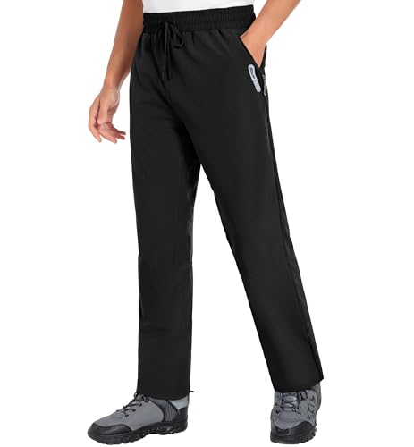 Herren Wanderhose Leichtgewichtige wasserabweisend Sweatpants Innennaht 30'' Outdoor Trekkinghose mit Reißverschlusstaschen Schwarz 01-L von Holure