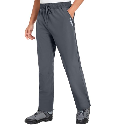 Herren Wanderhose Leichtgewichtige wasserabweisend Sweatpants Innennaht 32'' Outdoor Trekkinghose mit Reißverschlusstaschen Dunkelgrau 04-M von Holure