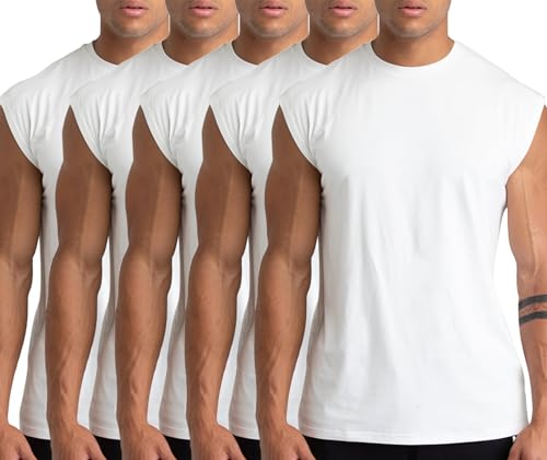 Holure 1 oder 3 oder 5 Pack Herren Gym Tank Tops Workout Ärmellose T-Shirts Athletic Muscle Tank Training Bodybuilding Shirts, 5er-Pack: Weiß, XL Holure 1 oder 3 oder 5 Pack Herren Gym Tank Tops Workout Ärmellose T-Shirts Athletic Muscle Tank Training Bodybuilding Shirts, 5er-Pack: Weiß, XL von Holure