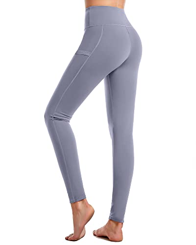 Holure Damen Yoga Hosen High Waist Blickdicht Leggings Push Up Booty Sportleggins mit Seitentaschen für Training Lauf Sport Lila 2XL von Holure