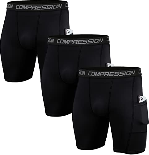 Holure Herren 3er Pack Funktion Kompression Shorts Baselayer Unterhose Tights Kurz Hose Laufunterwäsche Schwarz/Schwarz/Schwarz 14-S von Holure