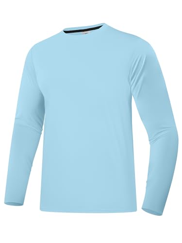Men's Rash Guard Shirt UPF 50+ Sonnenschutz Kleidung Langarm-T-Shirts für Männer leichte schnell trocknende SPF UV Swim Shirts Blau 03 XL von Holure