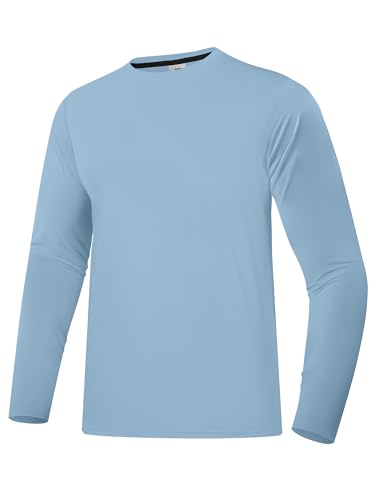 Men's Rash Guard Shirt UPF 50+ Sonnenschutz Kleidung Langarm-T-Shirts für Männer leichte schnell trocknende SPF UV Swim Shirts Cyan 04 S von Holure