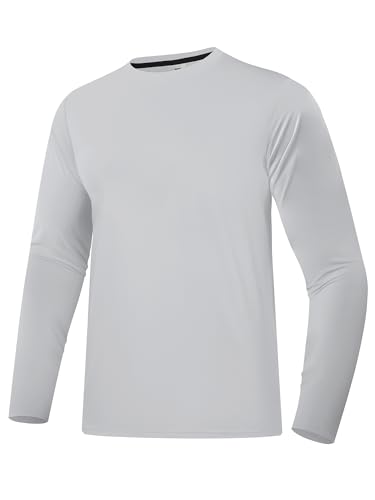 Men's Rash Guard Shirt UPF 50+ Sonnenschutz Kleidung Langarm-T-Shirts für Männer leichte schnell trocknende SPF UV Swim Shirts Grau 02 M von Holure