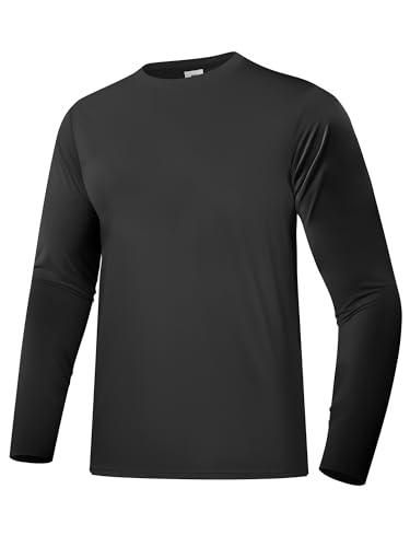 Men's Rash Guard Shirt UPF 50+ Sonnenschutz Kleidung Langarm-T-Shirts für Männer leichte schnell trocknende SPF UV Swim Shirts Schwarz 06 XL von Holure