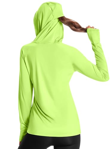 Damen Laufshirt UPF 50+ Sonnenschutz Hoodie Sportshirt UV Shirt Langarm Wandern Outdoor Shirt Schnelltrocknend Leichter Gelb 05-2XL von Holure