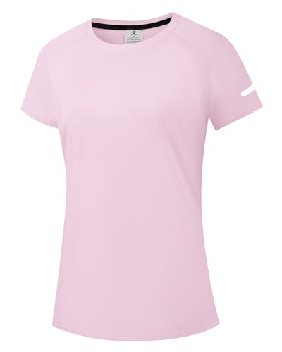 Damen Rash Guard UPF 50+ Sonnenschutz Kurz T-Shirts Leichte, schnell trocknende SPF UV Schwimm Shirts Rosa 04-2XL von Holure