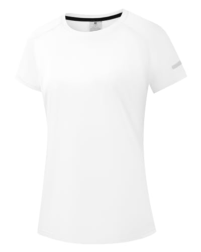 Damen Rash Guard UPF 50+ Sonnenschutz Kurz T-Shirts Leichte, schnell trocknende SPF UV Schwimm Shirts Weiß 02-2XL von Holure