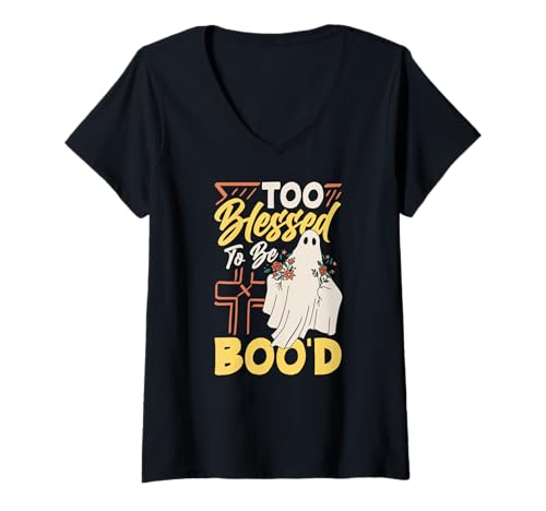 Damen Lustig ist kein Geist wie das heilige christliche Halloween T-Shirt mit V-Ausschnitt Damen Lustig ist kein Geist wie das heilige christliche Halloween T-Shirt mit V-Ausschnitt von Holy Bible Spirit Christian Ghost Halloween gifts